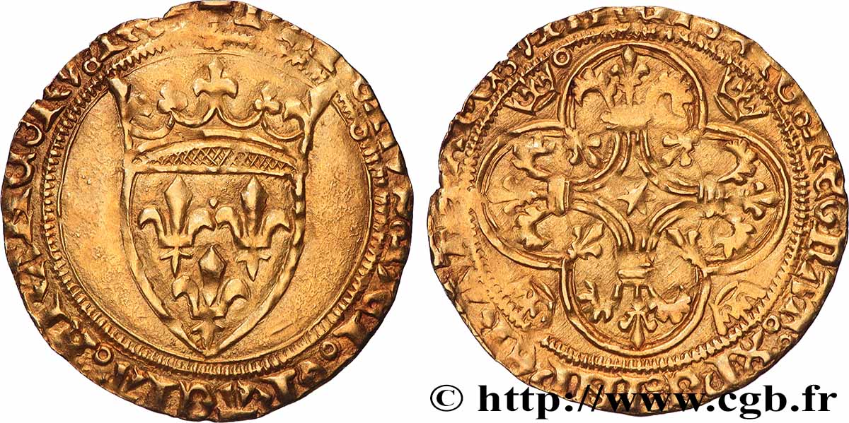 CHARLES VI LE FOU OU LE BIEN AIMÉ Écu d or à la couronne n.d. Toulouse TB+