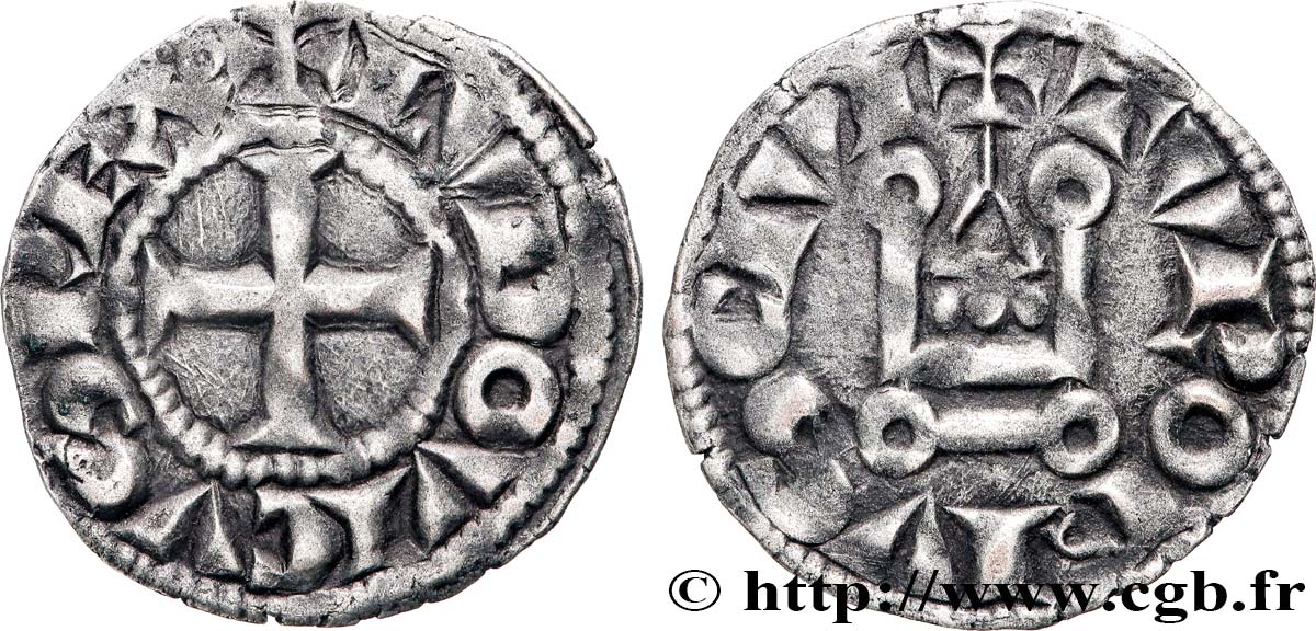 LOUIS VIII LE LION ET PREMIÈRE PARTIE DU RÈGNE DE LOUIS IX Denier tournois c.1223-1245  TTB+
