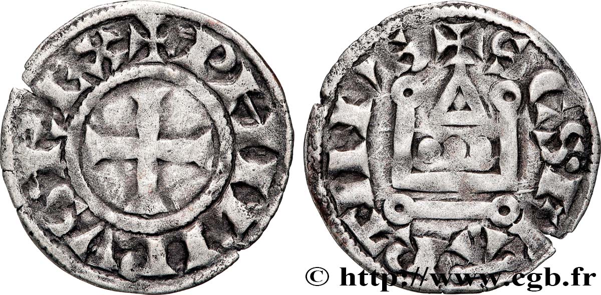 TOURAINE - SAINT-MARTIN DE TOURS - PHILIPPE II AUGUSTE Denier tournois n.d. Saint-Martin de Tours TTB