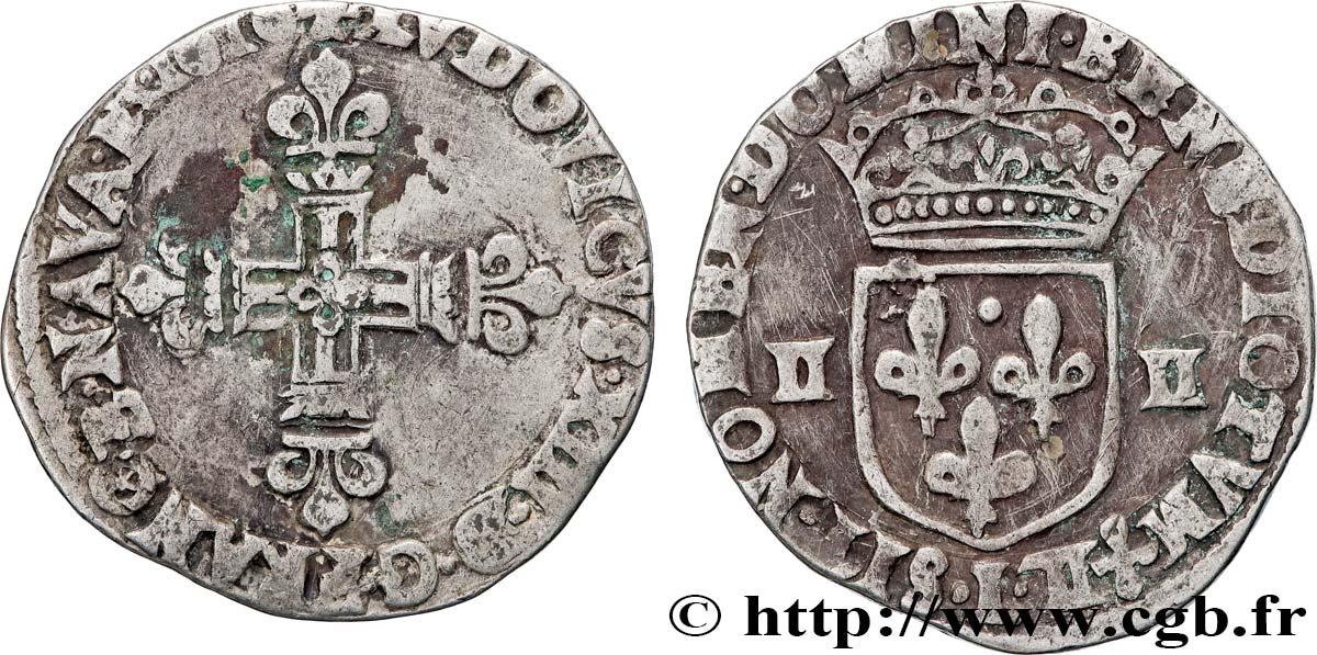 LOUIS XIII LE JUSTE Quart d écu, à la croix fleurdelisée, titulature côté croix 1616 Bayonne TTB