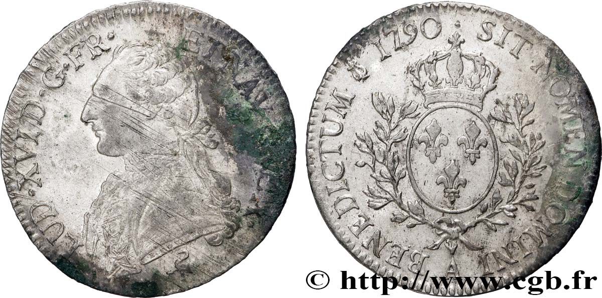 LOUIS XVI Écu aux branches d olivier 1790 Paris TB+/TTB
