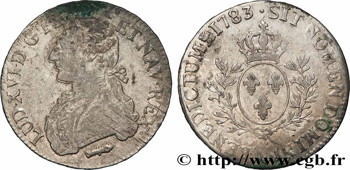 LOUIS XVI Écu aux branches d olivier 1783 Perpignan TB+