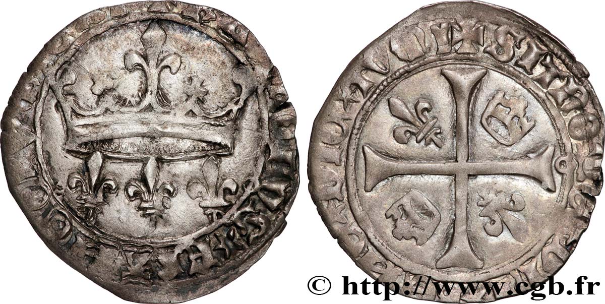 CHARLES VII LE BIEN SERVI / THE WELL-SERVED Blanc aux lis accotés n.d. Tours XF