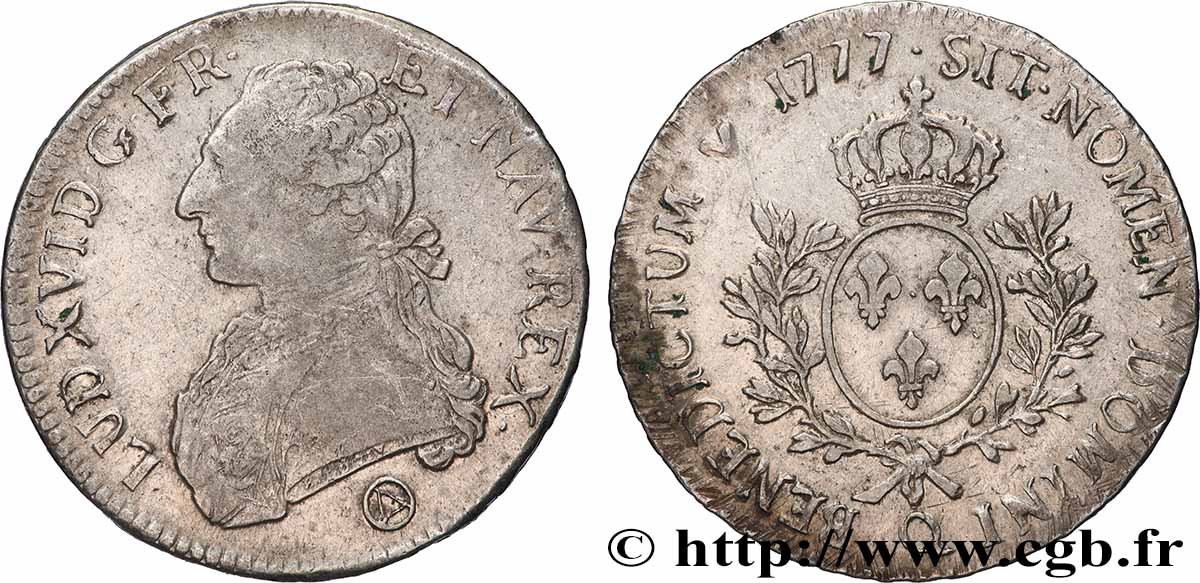 LOUIS XVI Écu aux branches d olivier 1777 Perpignan TTB