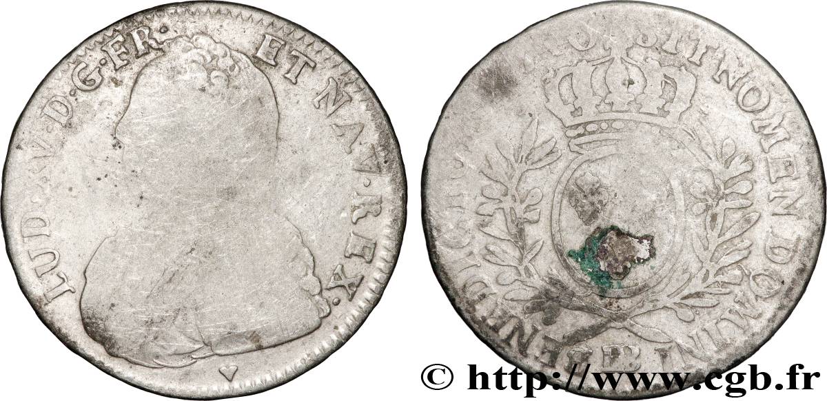 LOUIS XV DIT LE BIEN AIMÉ Demi-écu aux branches d olivier, buste habillé 1740 Strasbourg B+