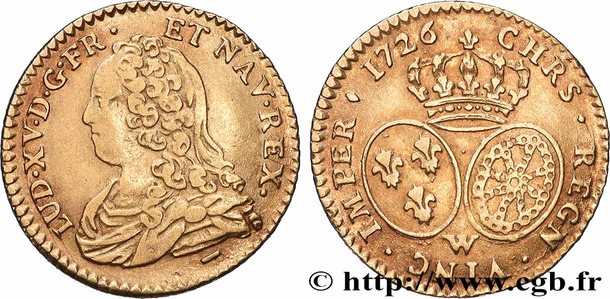LOUIS XV DIT LE BIEN AIMÉ Demi-louis d or aux écus ovales, buste habillé 1726 Lille TTB