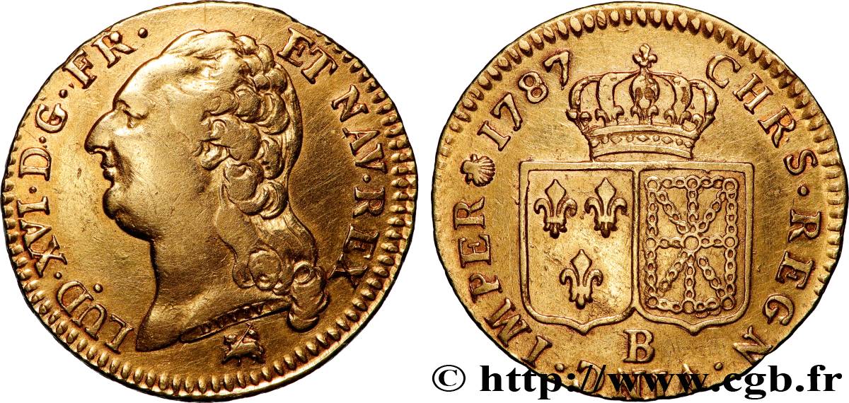 LOUIS XVI Louis d or aux écus accolés 1787 Rouen BC/BC+