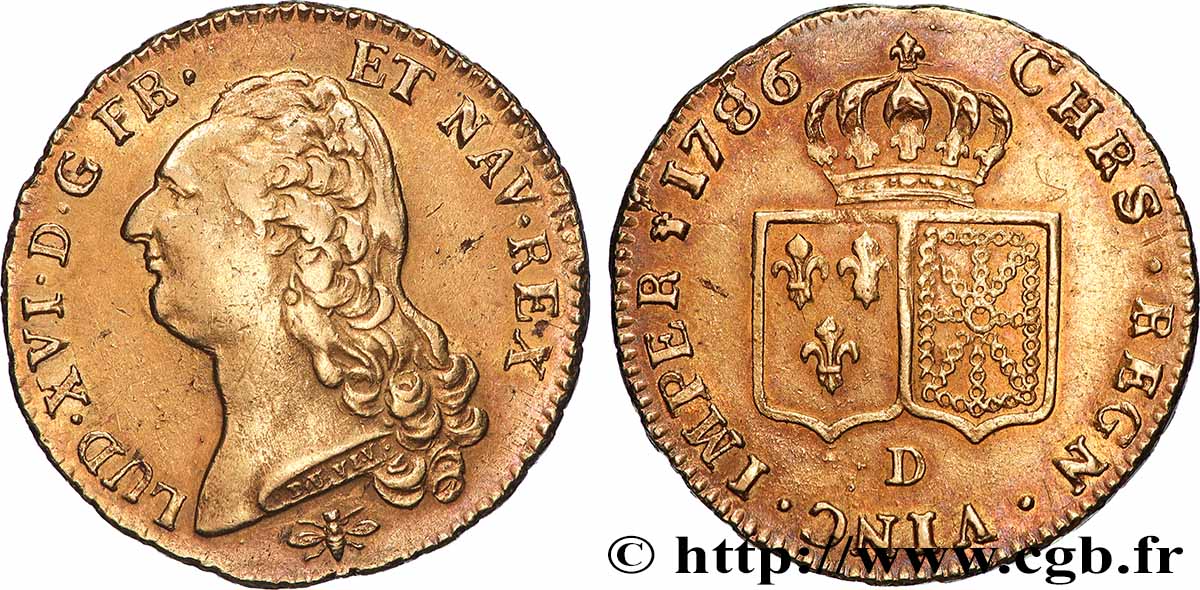 LOUIS XVI Double louis d’or aux écus accolés 1786 Lyon TTB+