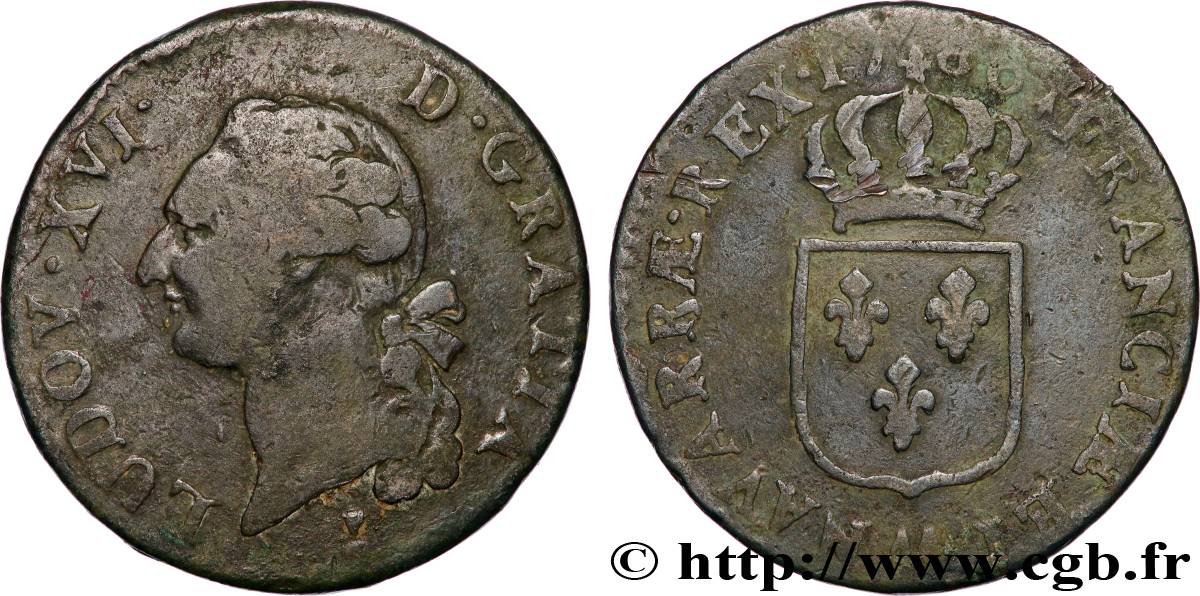 LOUIS XVI Sol dit  à l écu  1786 Metz VF