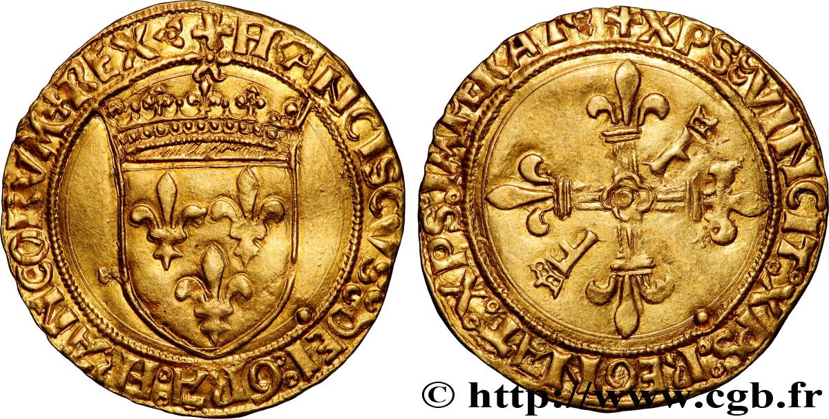 FRANCOIS I Écu d or au soleil, 2e type 23/01/1515 Lyon MBC+