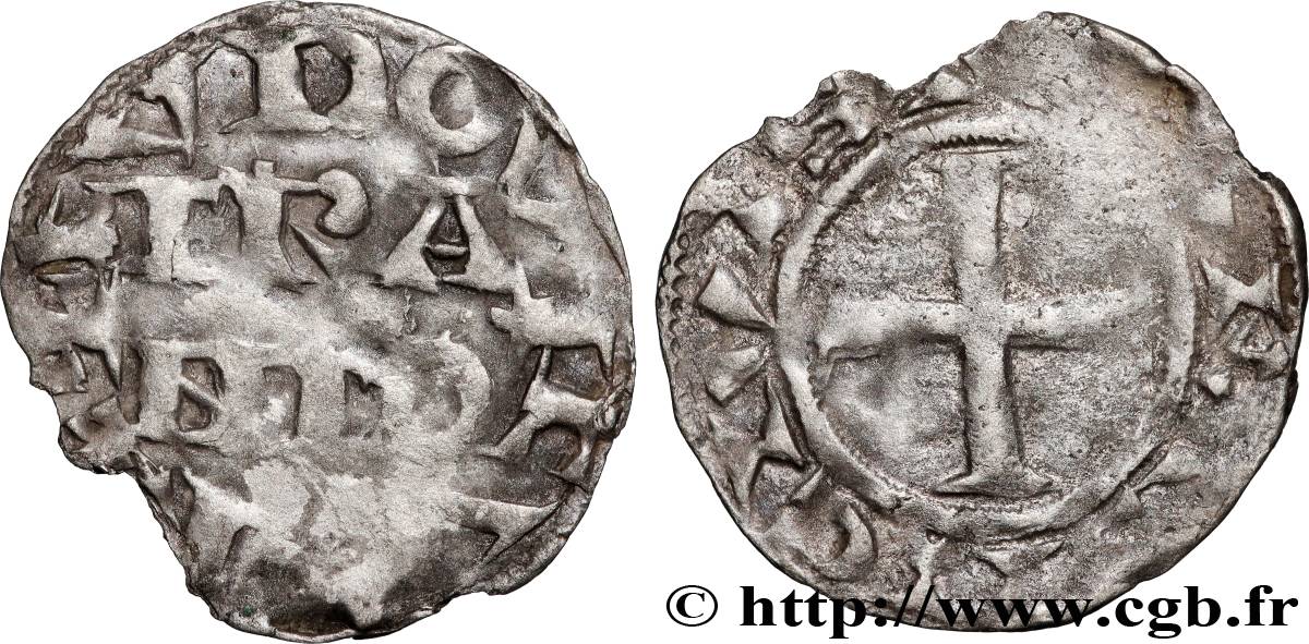 LOUIS VII  THE YOUNG  Denier parisis, 1er type n.d. Paris VF
