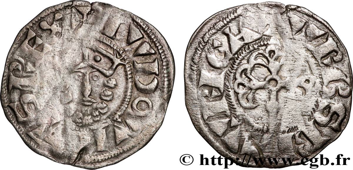 LUDWIG VII  THE YOUNG  Denier n.d. Bourges SS