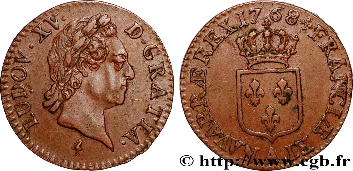 LOUIS XV DIT LE BIEN AIMÉ Demi-sol dit  à la vieille tête  1768 Paris SUP