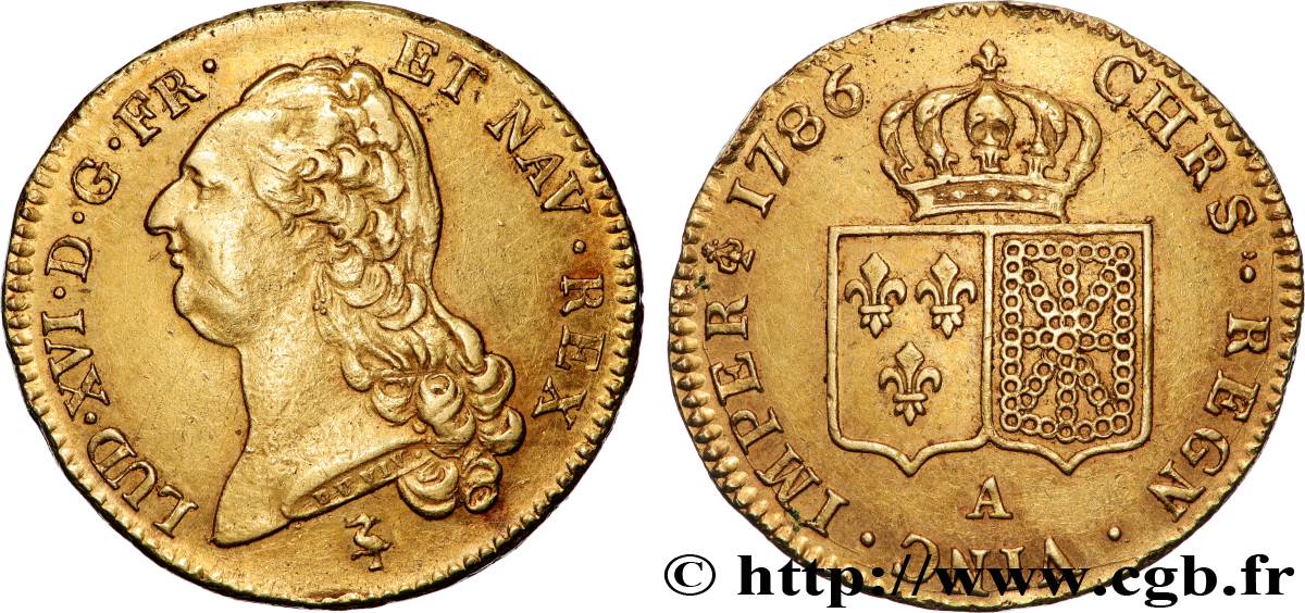 LOUIS XVI Double louis d’or aux écus accolés 1786 Paris XF/AU