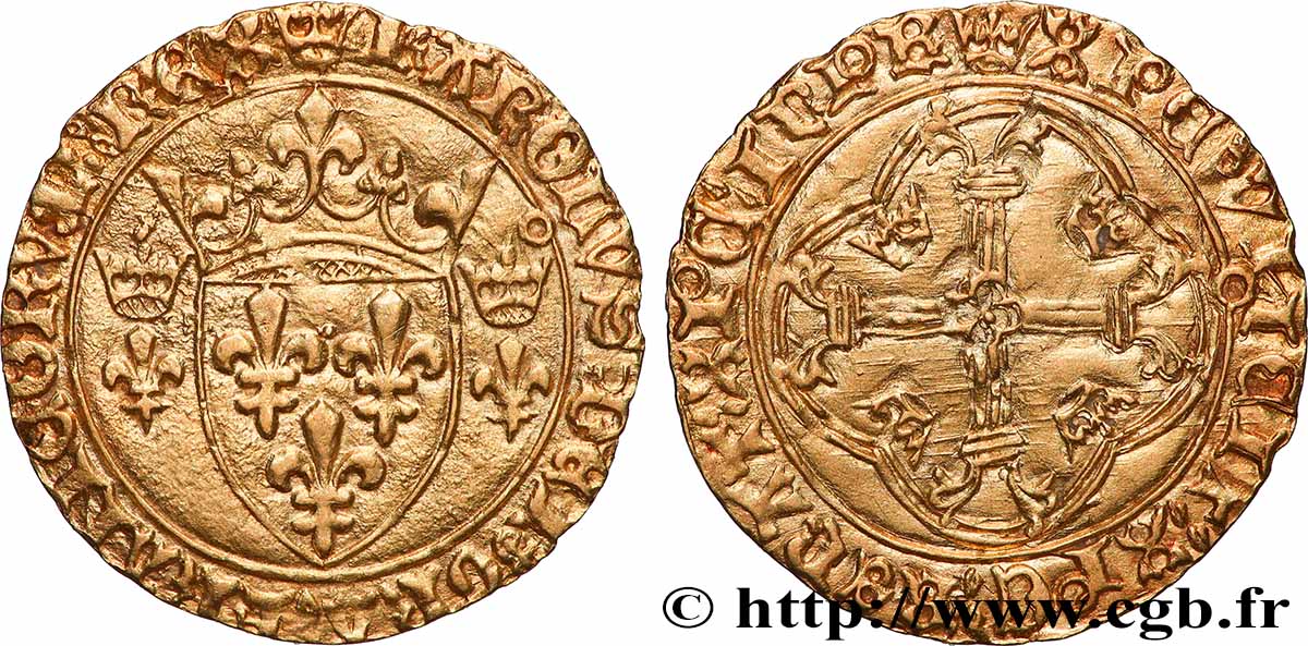 CHARLES VII LE VICTORIEUX Écu d or à la couronne ou écu neuf 18/05/1450 Toulouse TTB+