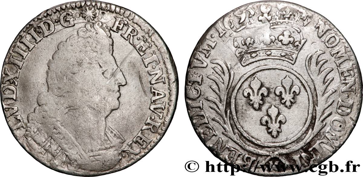 LOUIS XIV LE GRAND OU LE ROI SOLEIL Quart d écu aux palmes 1695 Toulouse B+/TB