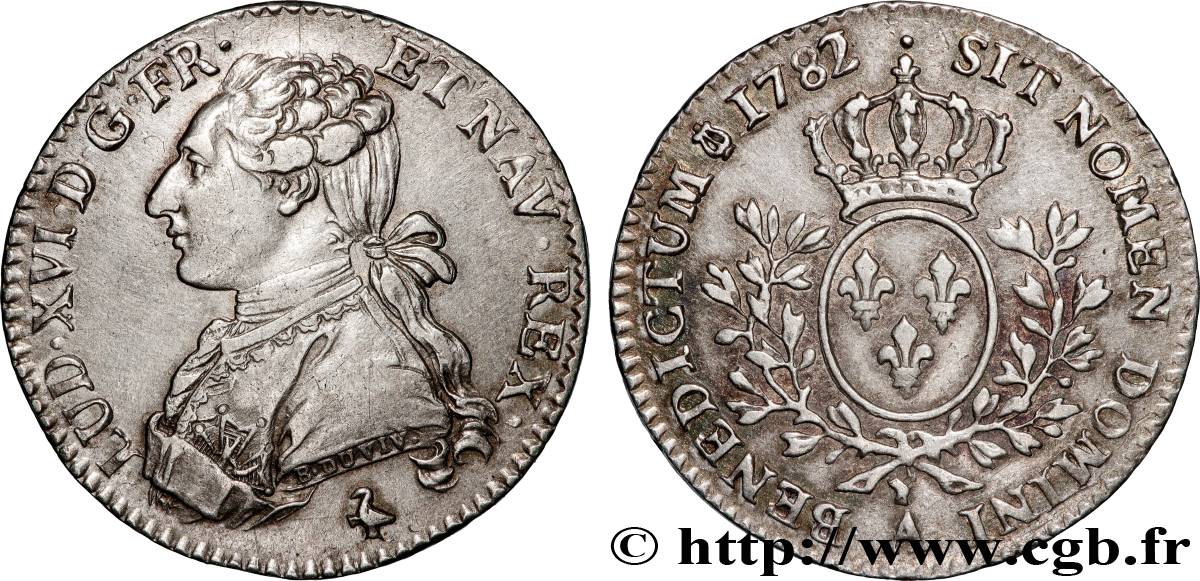LOUIS XVI Cinquième d écu aux branches d olivier 1782 Paris TTB