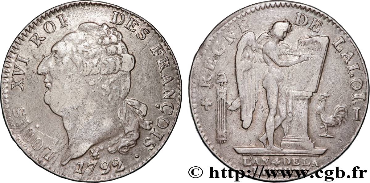 LOUIS XVI Écu dit  au génie , légende FRANÇOIS 1792 Limoges XF