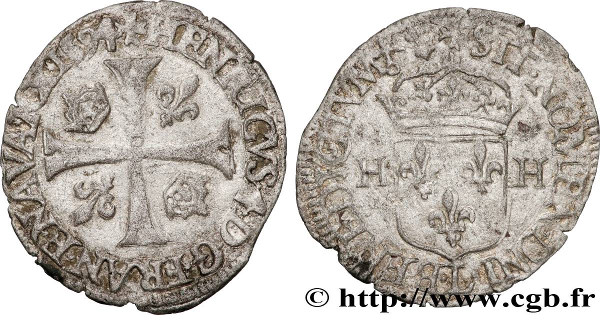 HENRI IV LE GRAND Douzain aux deux H, 3e type 1594 Bayonne TTB