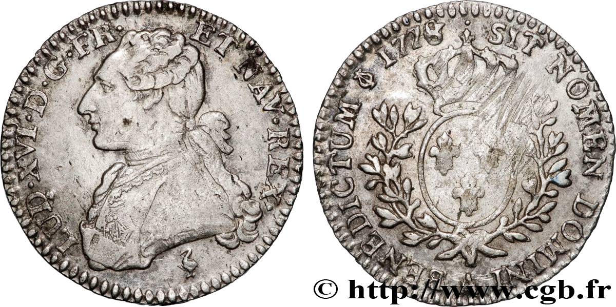 LOUIS XVI Dixième d écu aux branches d olivier 1778 Paris TB+