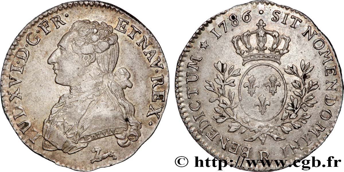 LOUIS XVI Cinquième d écu aux branches d olivier 1786 Orléans TTB+