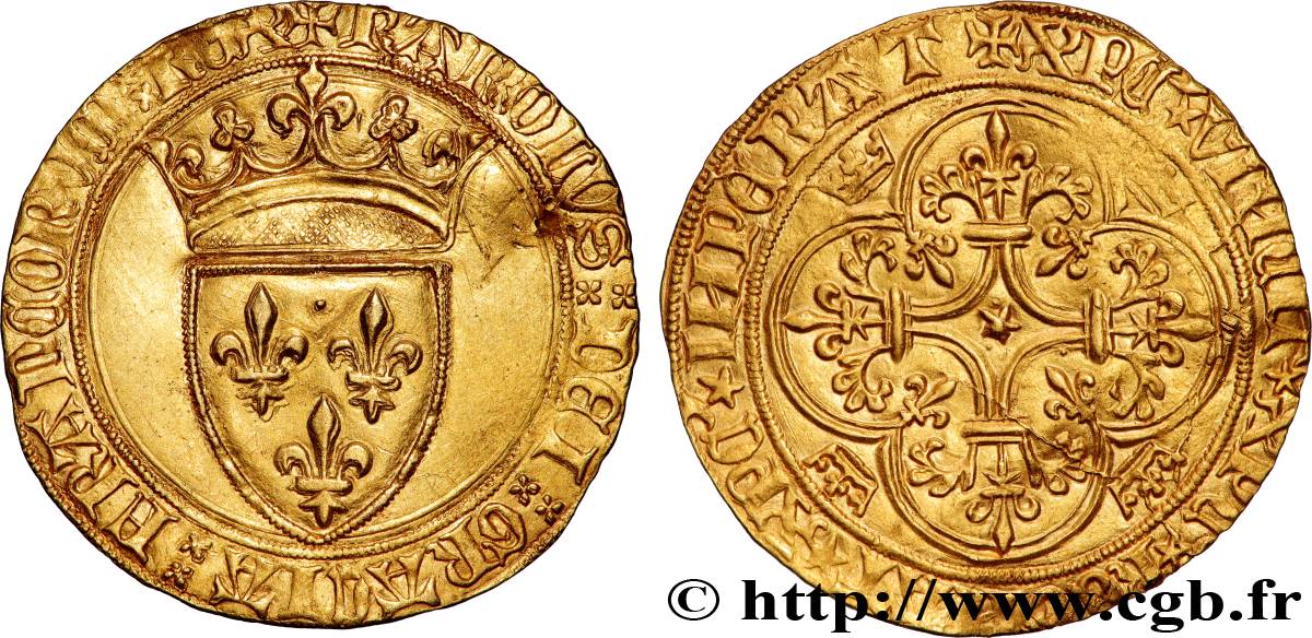 CHARLES VI  THE MAD  OR  THE WELL-BELOVED  Écu d or à la couronne n.d.  AU