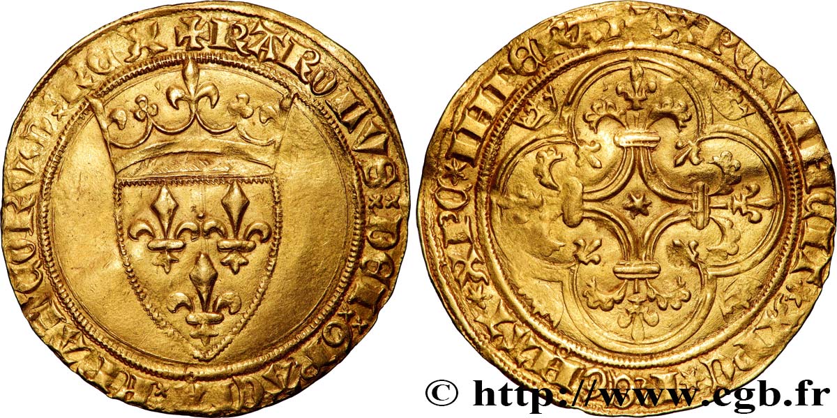 CHARLES VI  THE MAD  OR  THE WELL-BELOVED  Écu d or à la couronne n.d. Tournai AU