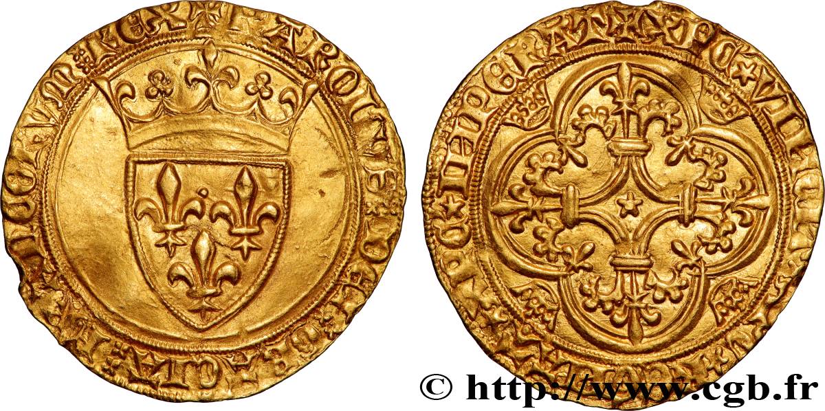 CHARLES VI  THE MAD  OR  THE WELL-BELOVED  Écu d or à la couronne n.d. Paris AU