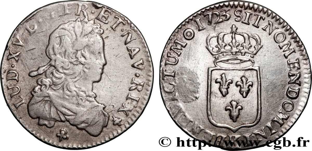 LOUIS XV DIT LE BIEN AIMÉ Sixième d écu de France 1723 Bordeaux TTB/TTB+