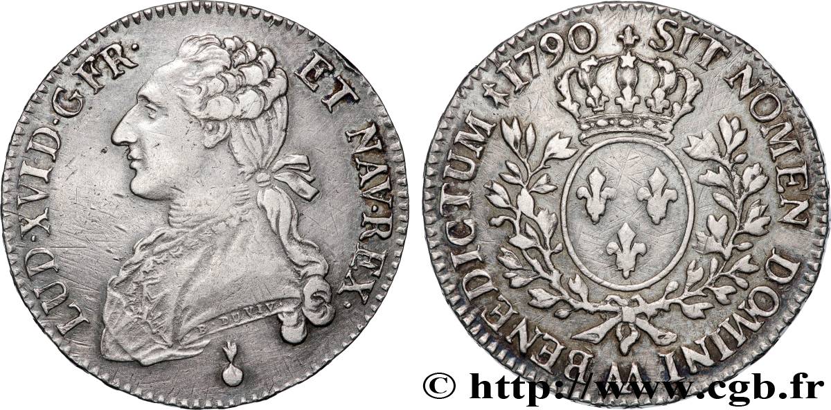 LOUIS XVI Demi-écu aux branches d olivier 1790 Metz XF/AU