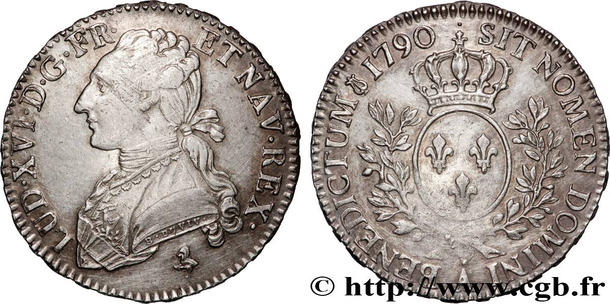 LOUIS XVI Demi-écu aux branches d olivier 1790 Paris XF/AU