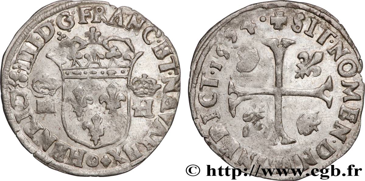 HENRI IV LE GRAND Douzain aux croissants 1594 Clermont-Ferrand TTB+