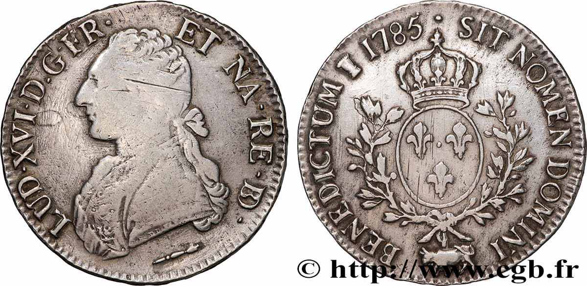 LOUIS XVI Écu aux branches d olivier 1785 Pau VF/XF