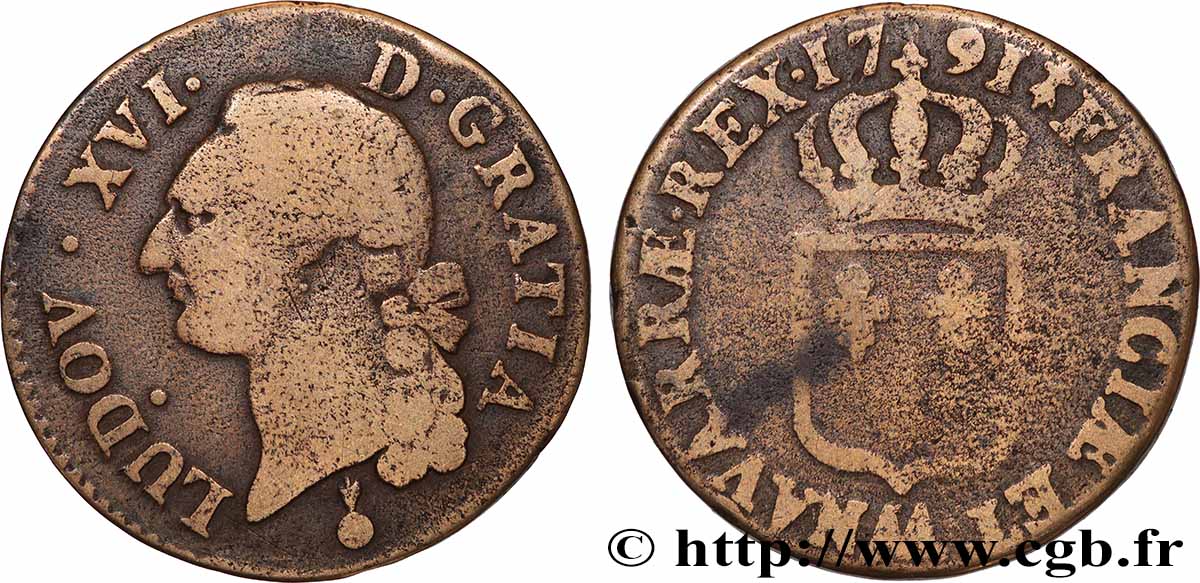 LOUIS XVI Sol dit  à l écu  1791 Metz MB