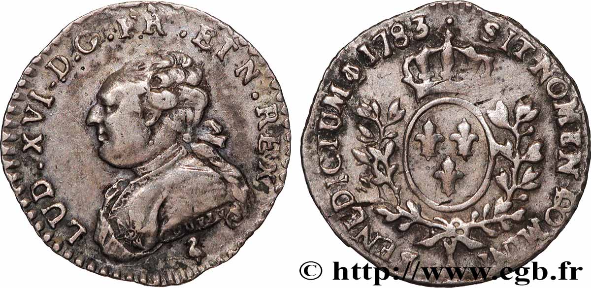 LOUIS XVI Vingtième d’écu aux branches d’olivier 1783 Paris TTB+/TTB