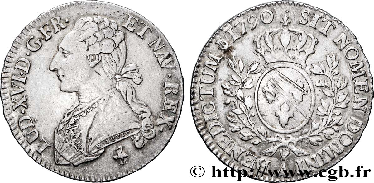 LOUIS XVI Demi-écu aux branches d olivier 1790 Paris VF/XF