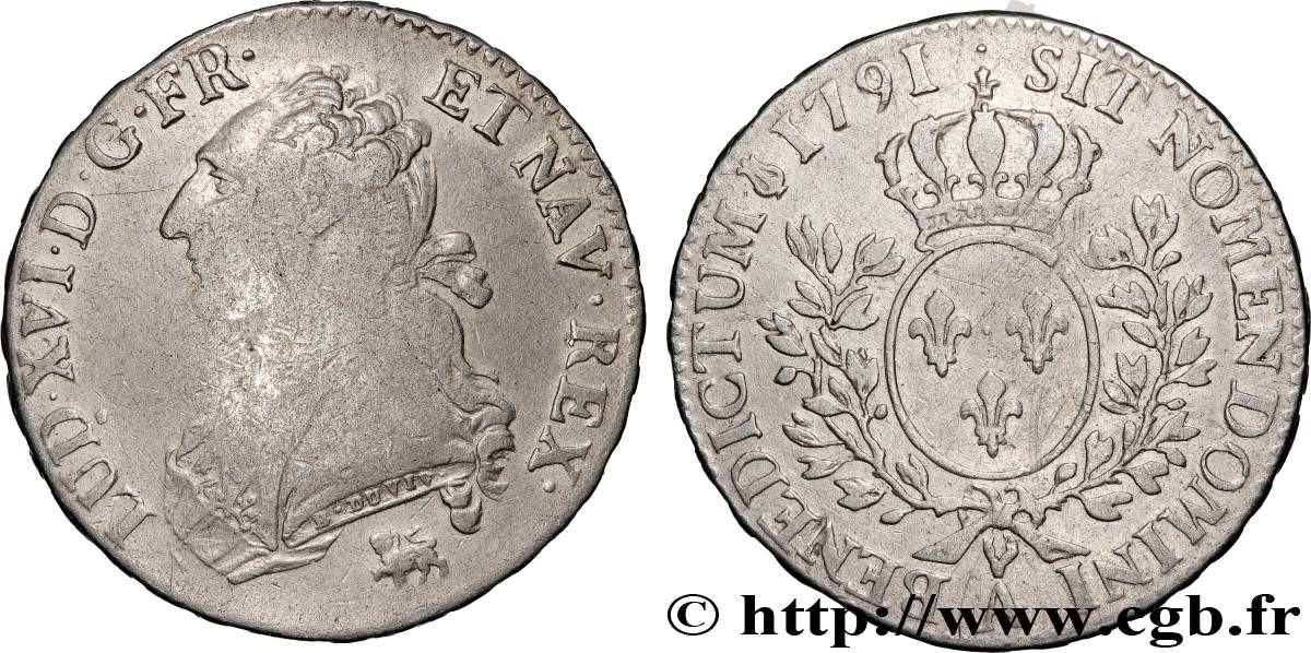 LOUIS XVI Demi-écu aux branches d olivier 1791 Paris TB/TB+