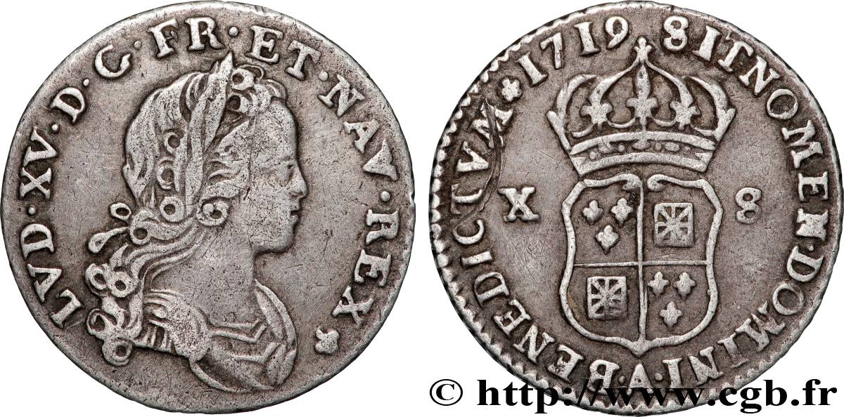 LOUIS XV DIT LE BIEN AIMÉ X sols de Navarre 1719 Paris TTB