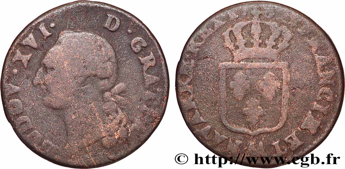 LOUIS XVI Sol dit  à l écu  s.m. Metz q.MB