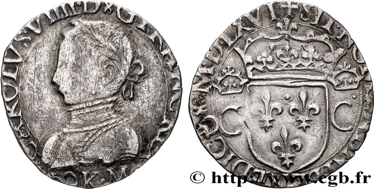 CHARLES IX Demi-teston 1566 Bordeaux TB+/TTB
