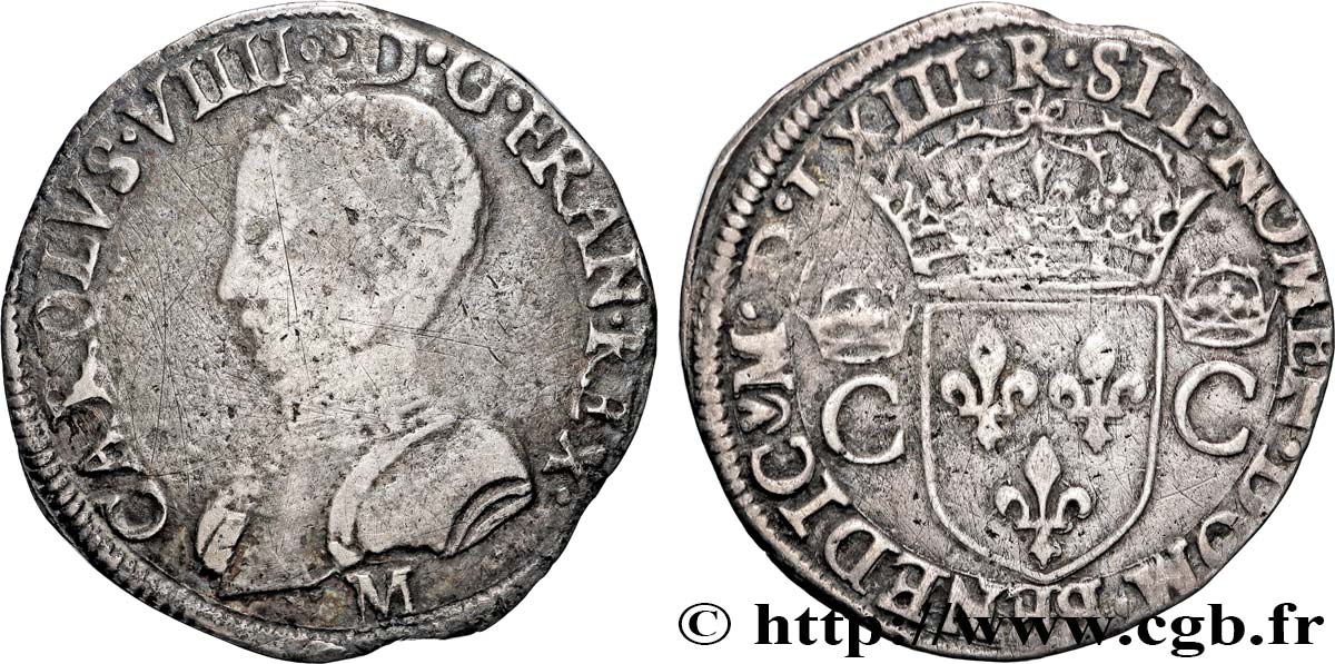 CHARLES IX Teston, 2e type 1563 Toulouse TB/TB+