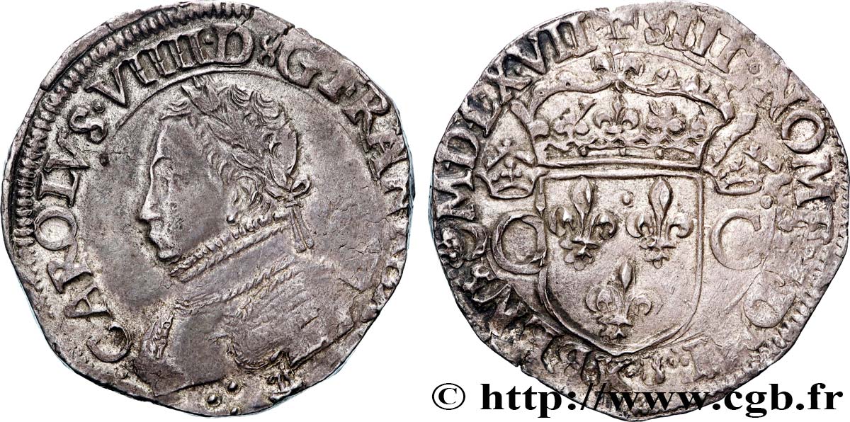 CHARLES IX Teston, 2e type 1567 Bordeaux TTB