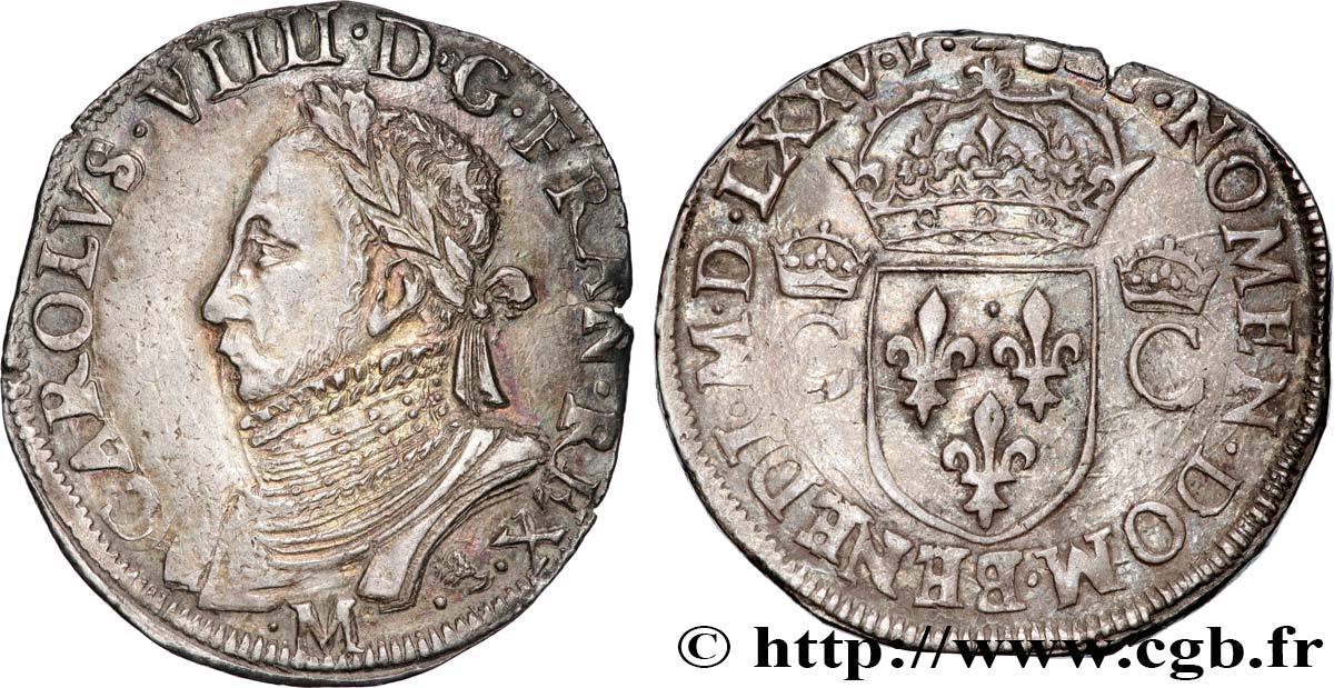 HENRY III. COINAGE AT THE NAME OF CHARLES IX Teston, 10e type 1575 (MDLXXV) Toulouse SPL