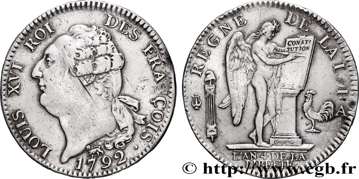 LOUIS XVI (MONARQUE CONSTITUTIONNEL)  Écu dit  au génie , type FRANÇOIS 1792 Paris TTB+
