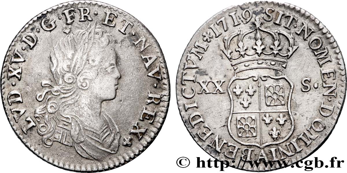 LOUIS XV DIT LE BIEN AIMÉ XX sols de Navarre 1719 Paris TTB