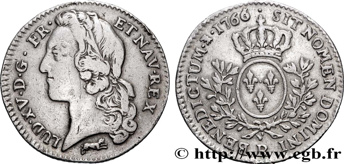 LOUIS XV DIT LE BIEN AIMÉ Cinquième d’écu aux branches d’olivier, tête ceinte d’un bandeau 1766 Orléans TTB