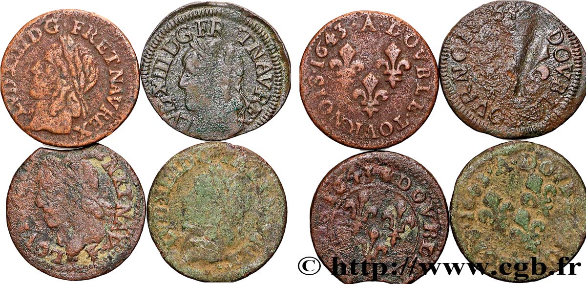 LOUIS XIII  Double tournois, lot de 4 ex. n.d. Ateliers divers lotto