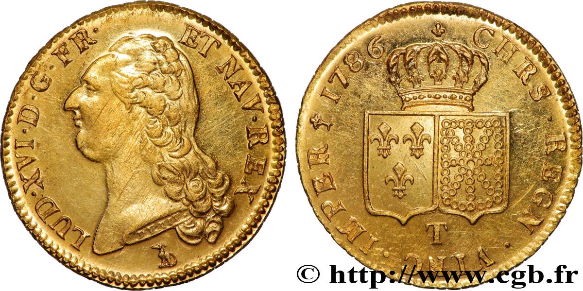 LOUIS XVI Double louis d’or aux écus accolés 1786 Nantes AU