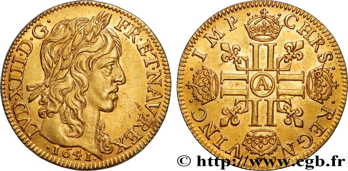 LOUIS XIII  Louis d or aux huit L (effigie de Jean Warin) 1641 Paris, Monnaie du Louvre MS