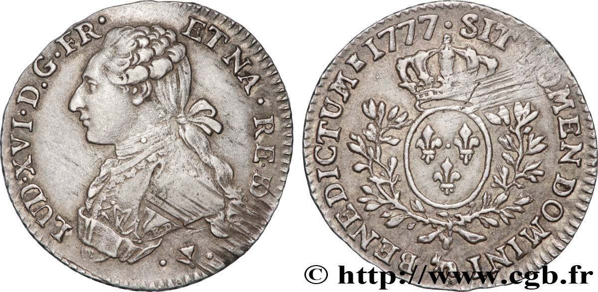 LOUIS XVI Cinquième d écu aux branches d olivier 1777 Pau AU